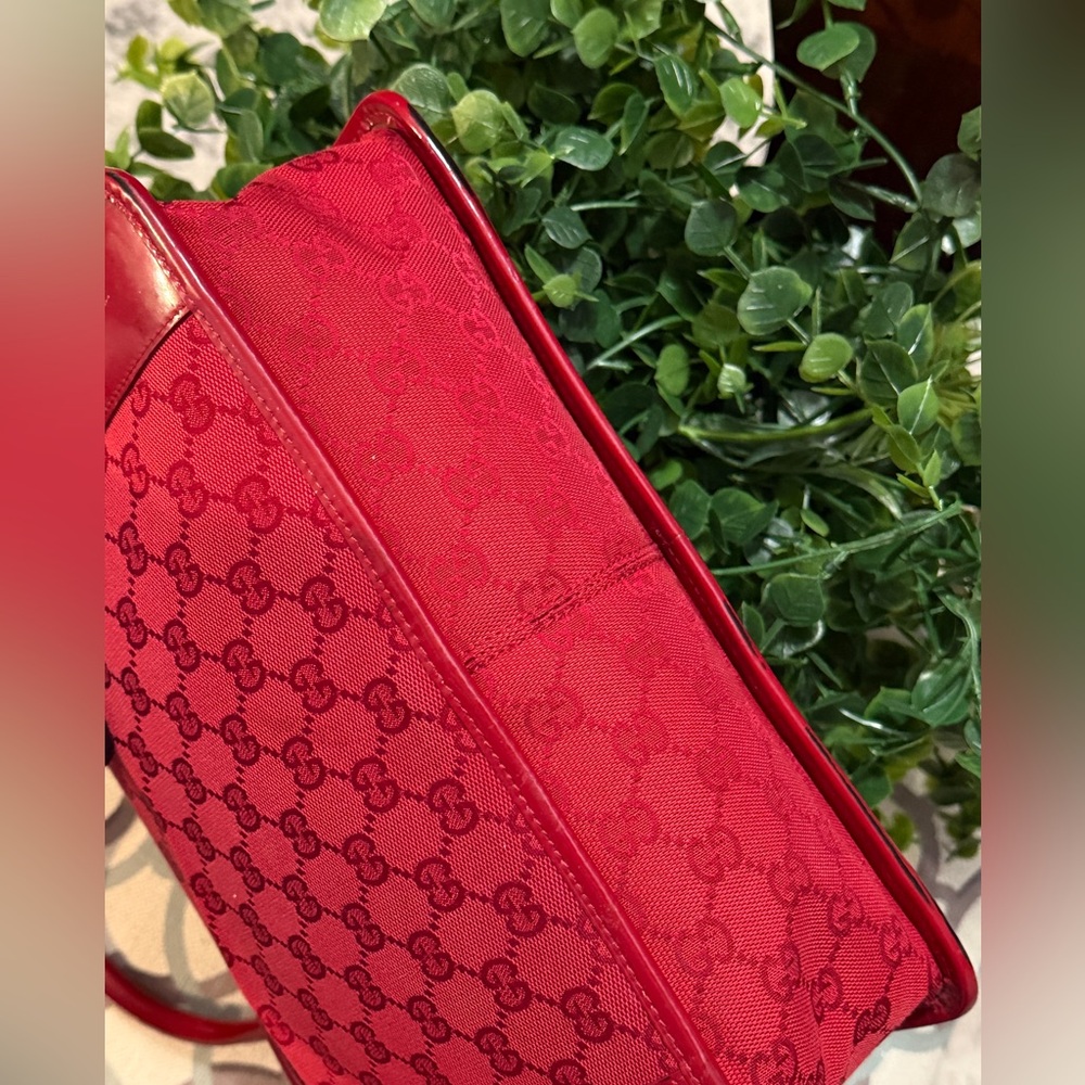 Gucci Red Monogram Canvas Tote Vintage - Picture 11 of 16
